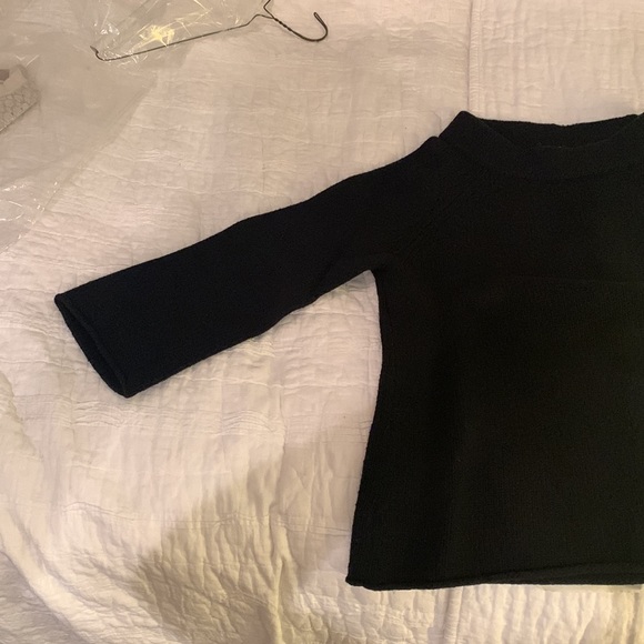 J Crew Wool Black Mock Turtleneck, cropped with bell sleeves. - Picture 2 of 3